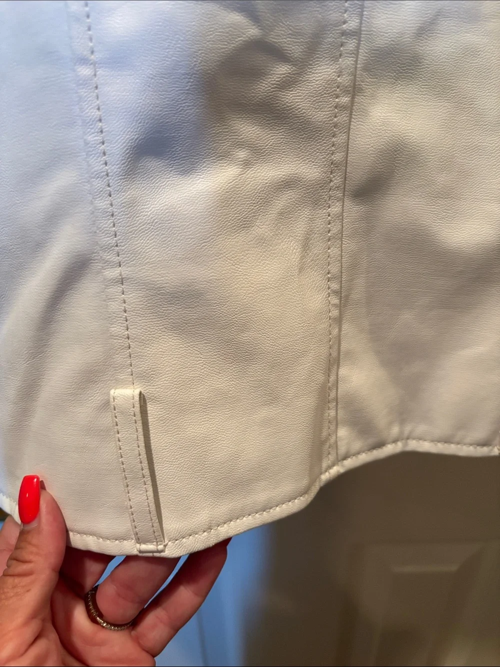 Superdown Revolve White Vegan Leather Moto Jacket with Black Hardware size Small